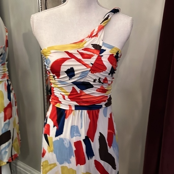 BCBGMaxAzria One Shoulder Print Mini Dress Size Small - Picture 2 of 12